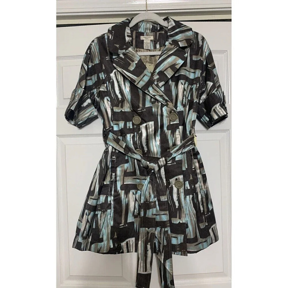 NWT Vertigo Paris double breasted trench coat Size XL jacket Artsy Fall Colors - Picture 2 of 10